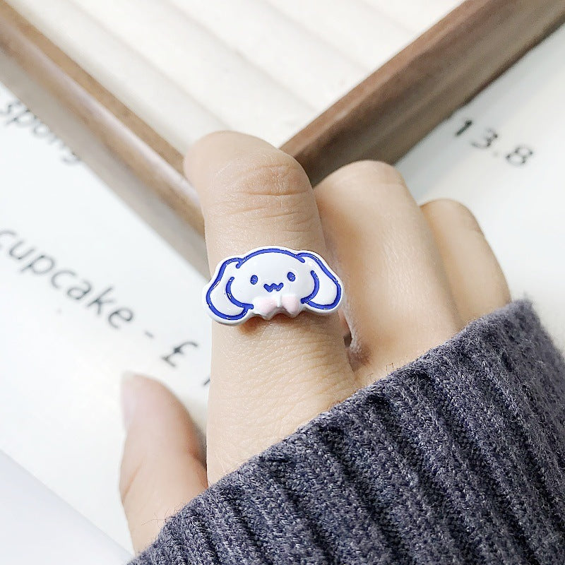 Playful women's cartoon ring. Unique motif jewelry, a cheerful fashion accessory.