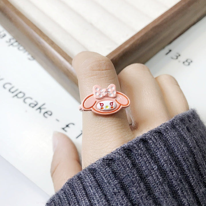 Unique women's cartoon ring. Playful, cheerful motif jewelry for a fun statement.