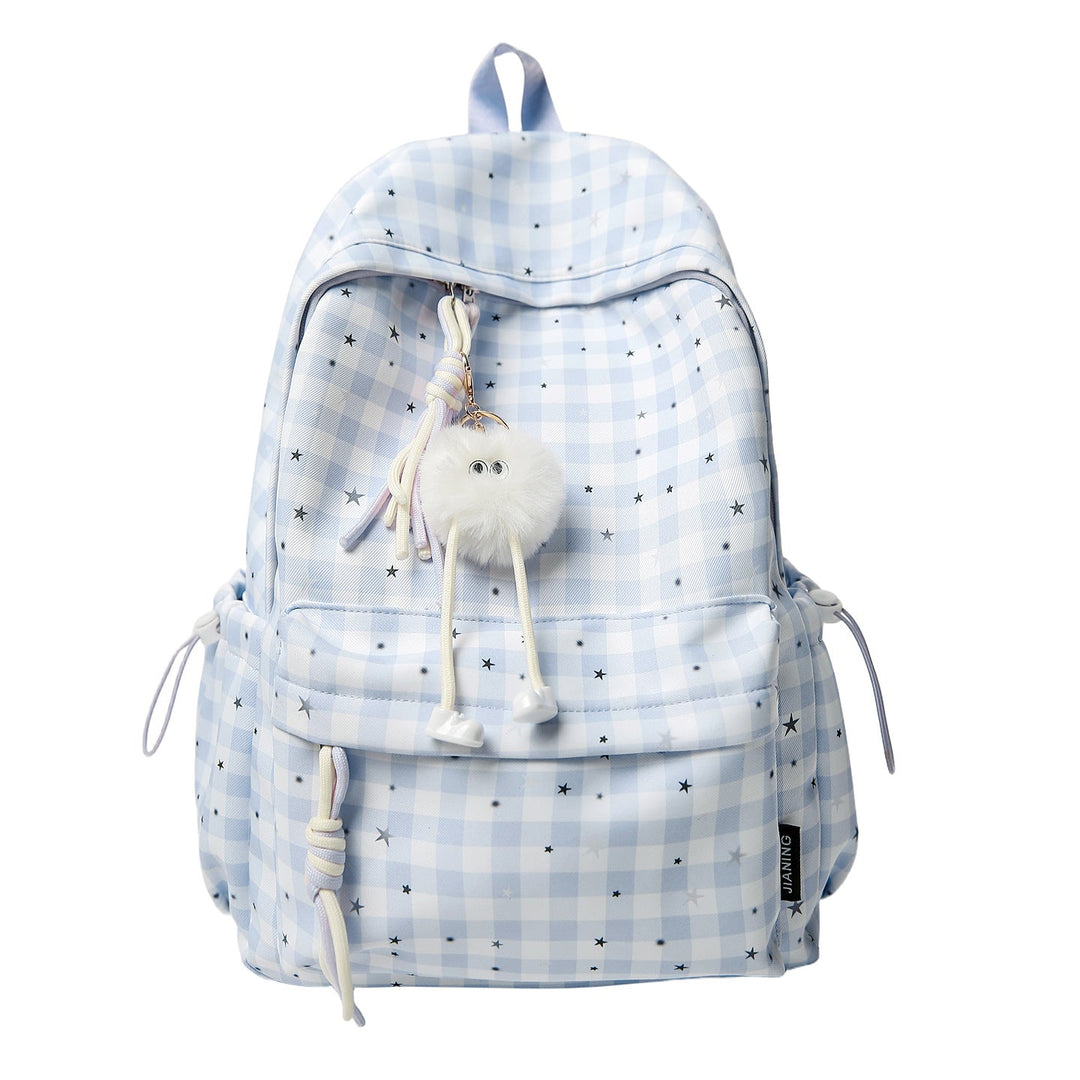 Cute women's graphic print school backpack, a whimsical fashion accessory for everyday use & light travel.