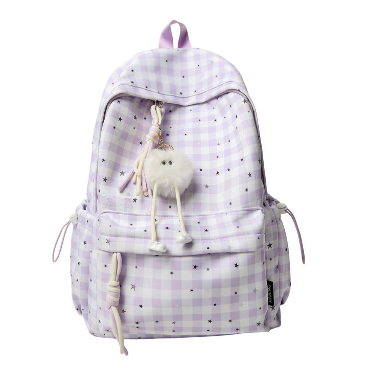 Stylish women's everyday backpack with a vibrant, playful graphic print. Ideal for school, travel, or fashion.