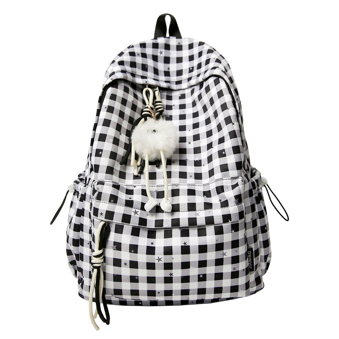 Charming women's graphic print backpack, a versatile fashion school bag for daily use or travel adventures.