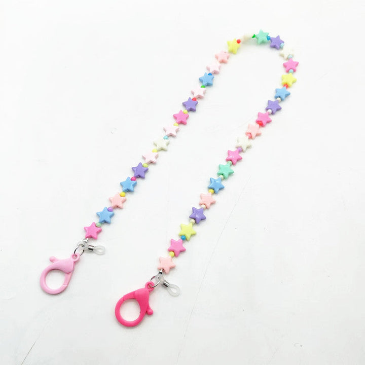 Lightweight women's playful heart and star pendant necklace in vibrant colors, a cute accessory.