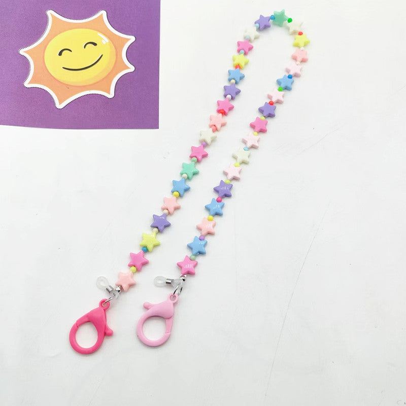 Women's colorful heart & star pendant necklace, a playful gift accessory for her.
