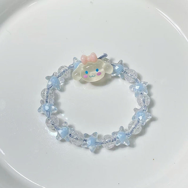 Charming women's playful star & face pendant bracelet, a unique and trendy gift for her.