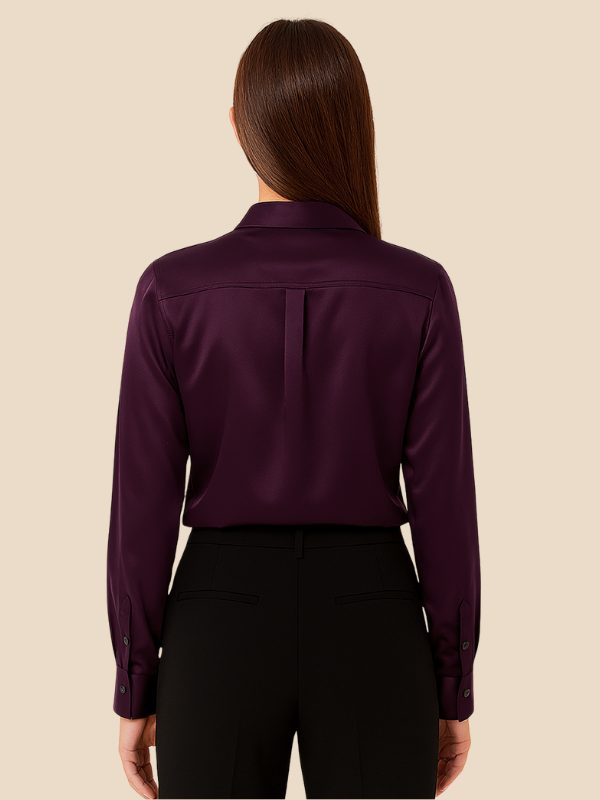 Elegant women's button-down, a polished long-sleeve top featuring a sophisticated pointed collar.