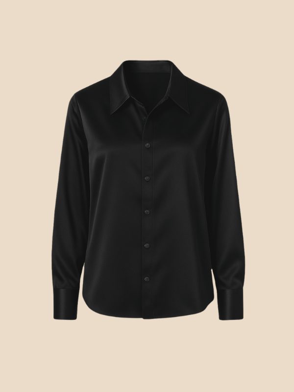 Classic pointed collar button-down shirt for women, a polished long-sleeve top perfect for work.