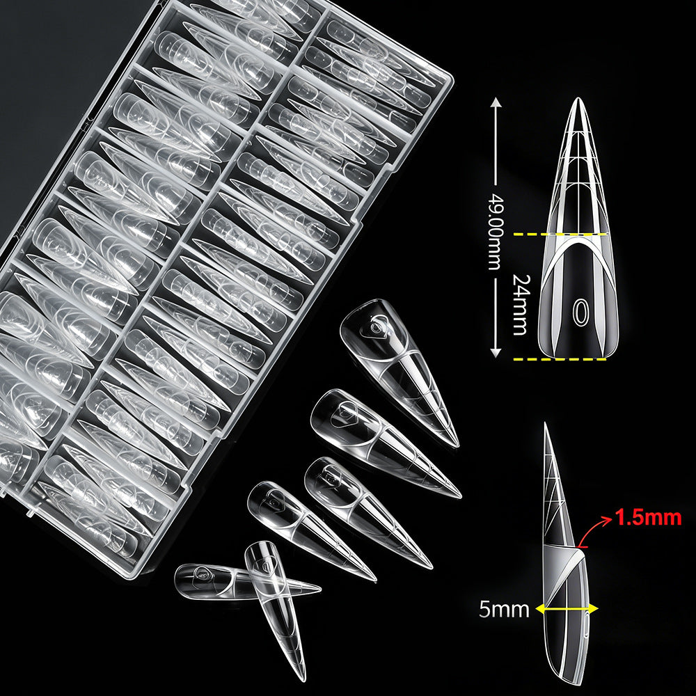 Artificial press-on nail tips set for women. Ideal for nail art designs, extensions, and home manicures.