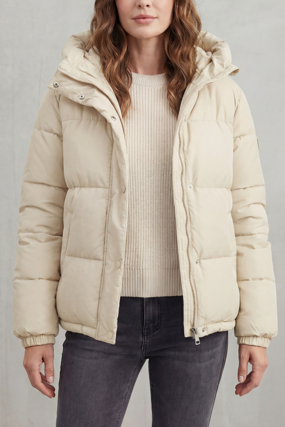Premium women's quilted puffer jacket, black for chic, lightweight warmth & everyday comfort.