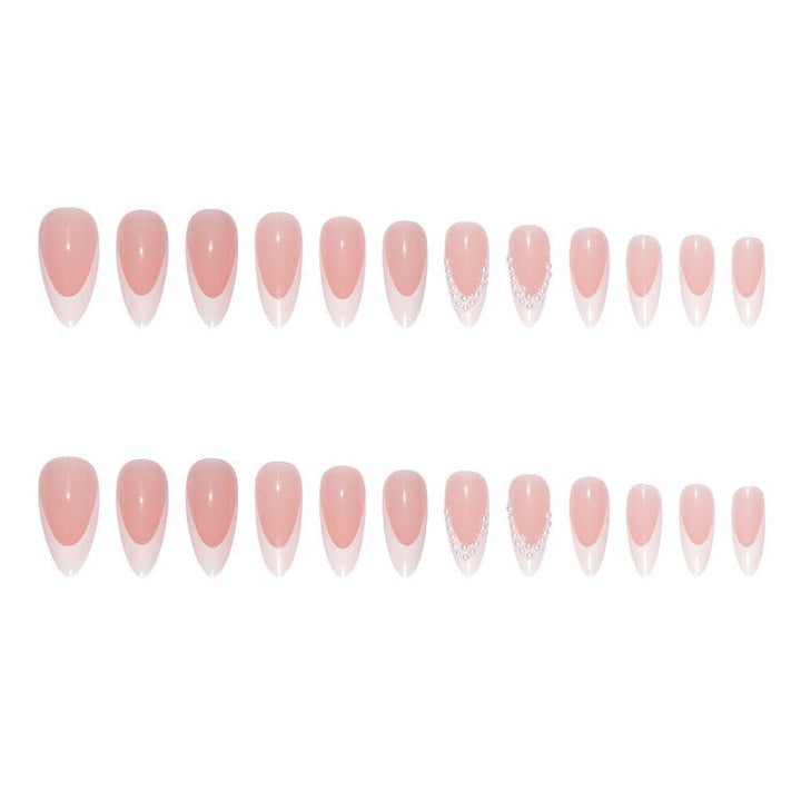 Fashionable women's premium pearl acrylic false nails, perfect for elegant nail art & a chic, ready-to-wear manicure.