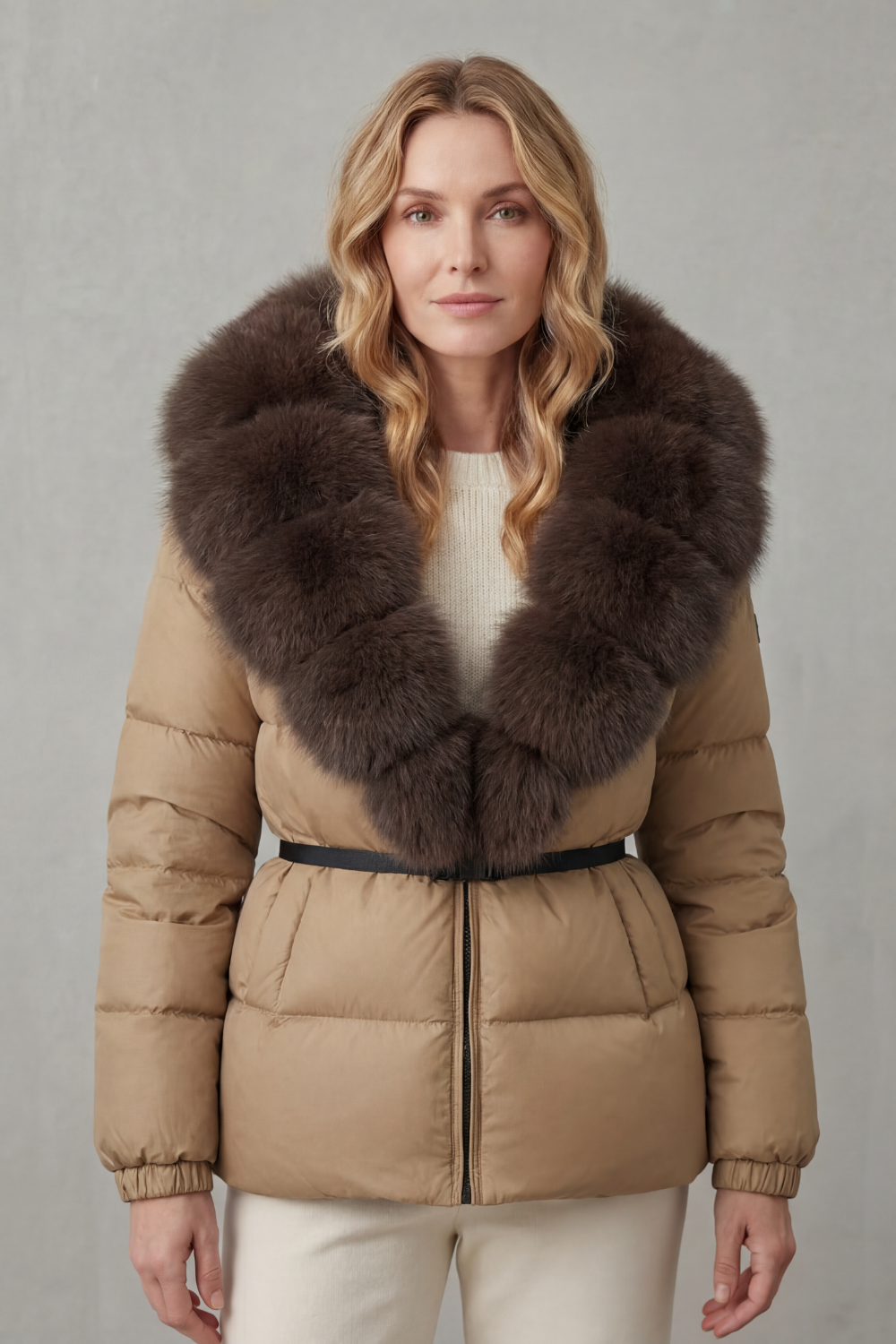 Sleek women's quilted puffer jacket, lightweight warmth for contemporary winter fashion.