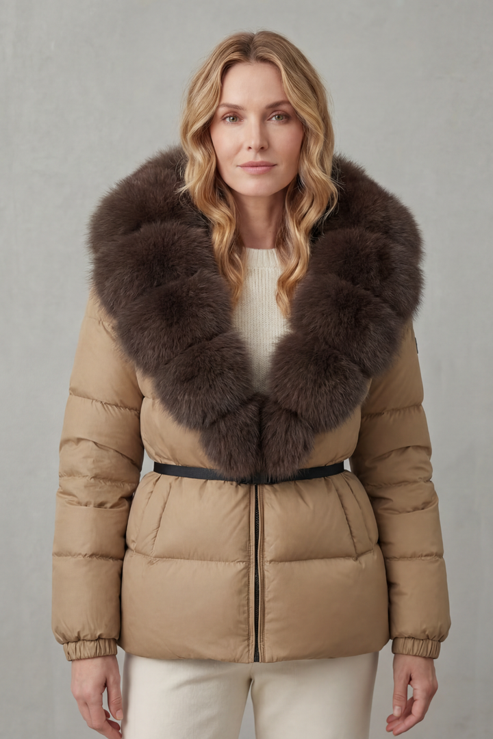 Sleek women's quilted puffer jacket, lightweight warmth for contemporary winter fashion.