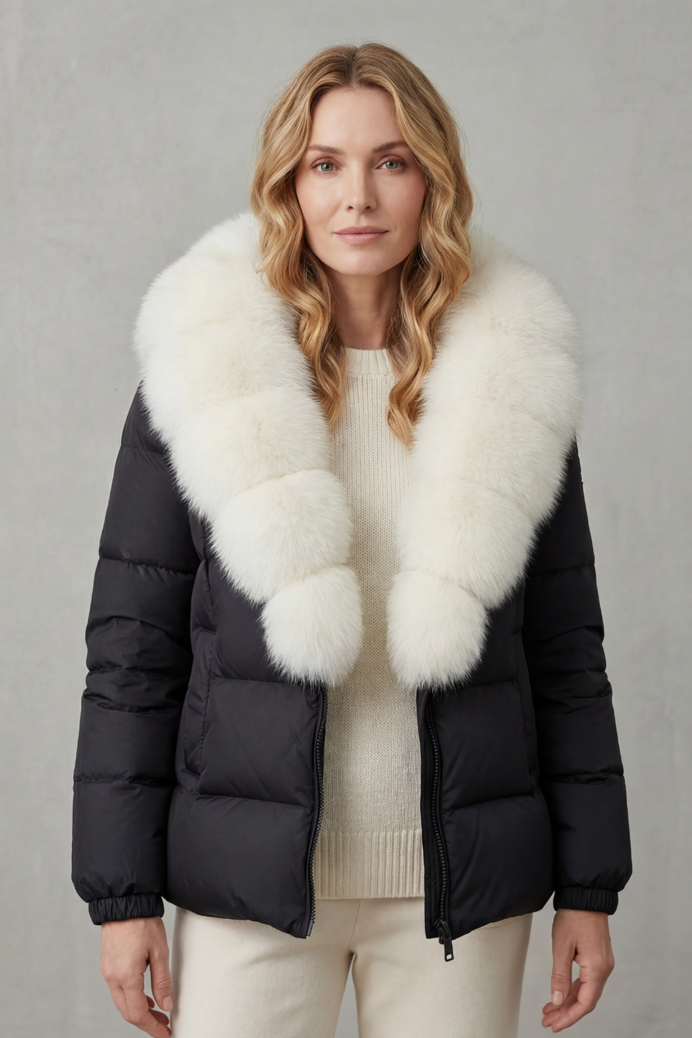 Stylish women's puffer jacket, elegant quilting, perfect outerwear for fall/winter.