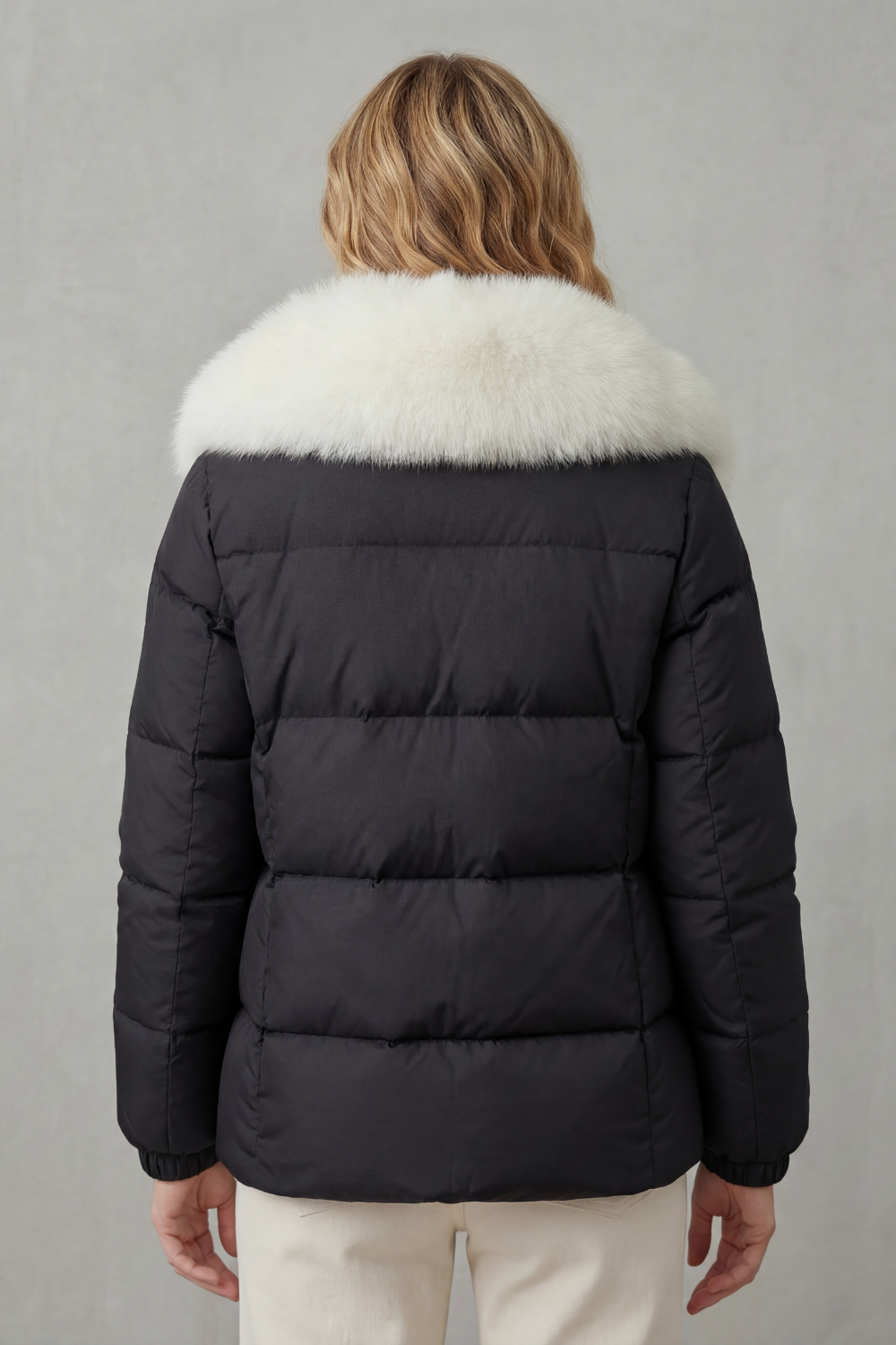 Premium women's puffer jacket with unique quilted pattern, essential winter outerwear.