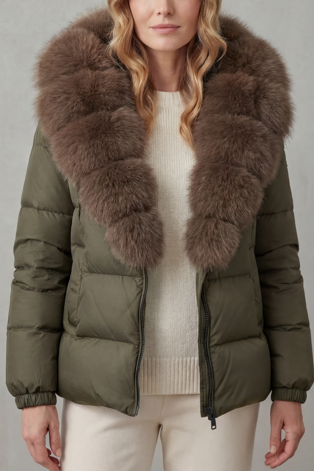 Women's premium puffer jacket, sleek quilted pattern, warm and stylish winter outerwear.