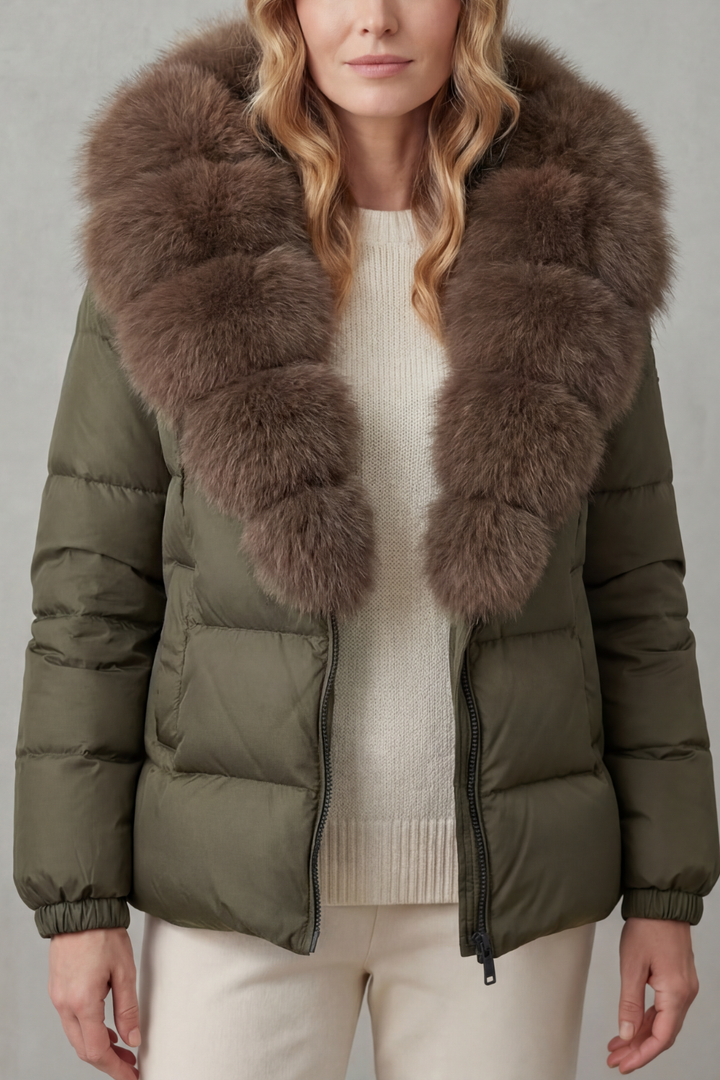 Women's premium puffer jacket, sleek quilted pattern, warm and stylish winter outerwear.