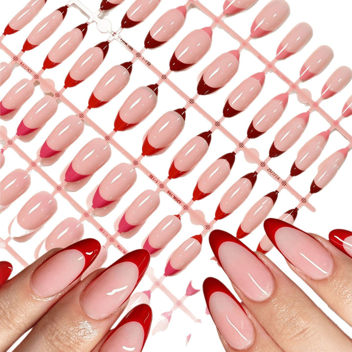 Complete press-on nail kit with various sizes for a perfect fit, offering easy, removable fake nail art.