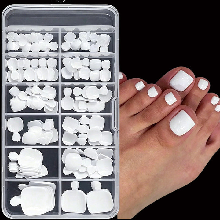 Women's beauty: soft gel toenail tips for elegant, easy application at-home pedicures.