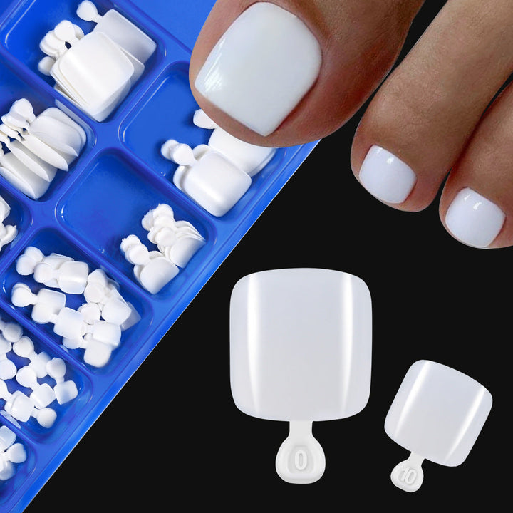 Flexible, durable soft gel toenail tips, perfect for comfortable artificial nail extensions.