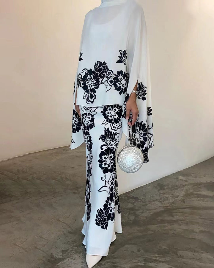 Effortless women's printed co-ord set, a comfortable loose fit outfit perfect for resort wear or travel.