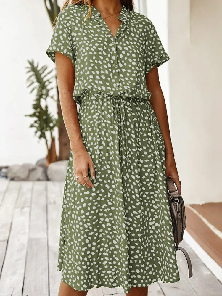 Must-have women's printed midi dress, lightweight and adjustable for summer ease.