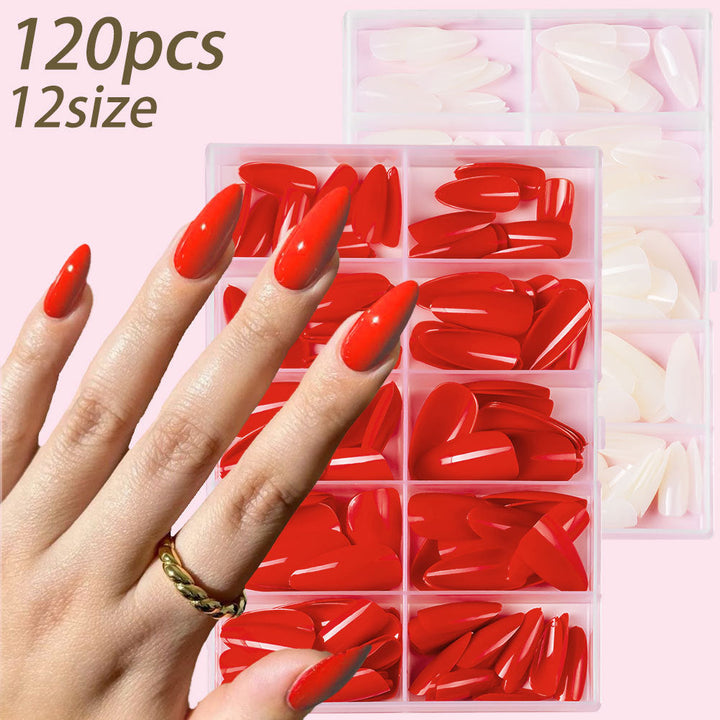 Women's professional 120-piece press-on nail kit for quick, reusable manicures & elegant nail art.
