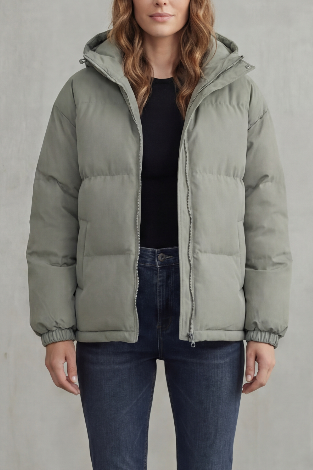 Women's Quilted Hooded Puffer Jacket, lightweight warmth and a versatile, casual design.