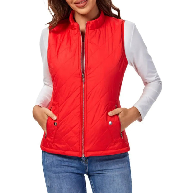 Chic women's lightweight gilet, zip-up design perfect for casual outerwear.