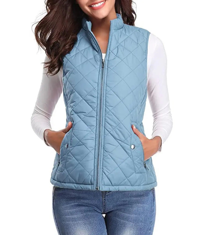 Lightweight quilted vest for women, essential outerwear for transitional style.