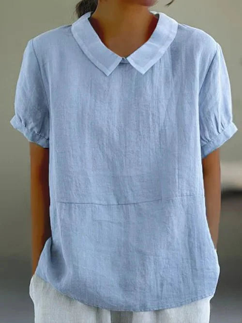 Women's relaxed-fit blouse with a classic collar & short sleeves. A versatile, chic top for any ladies' fashion look.