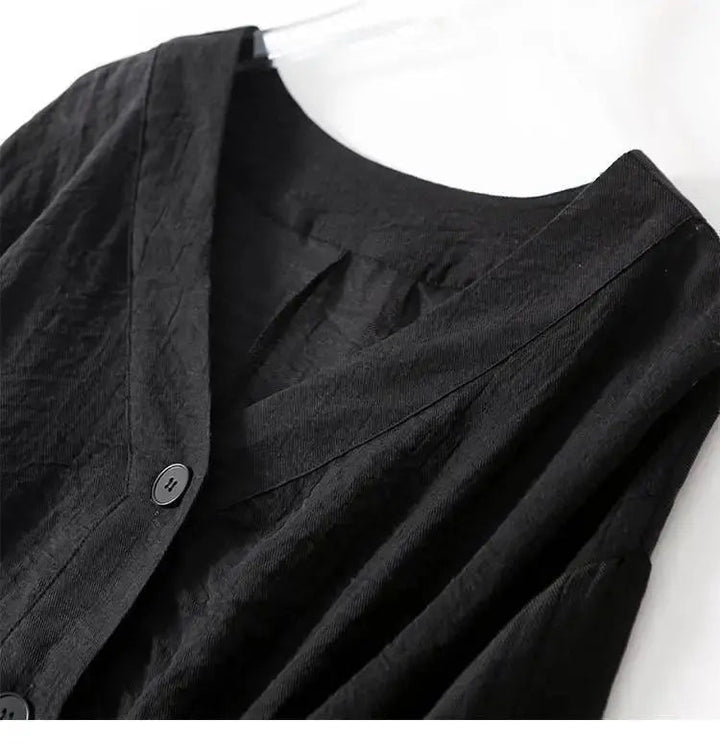 Comfortable relaxed fit women's blouse, cotton linen, with batwing sleeves & full button front.