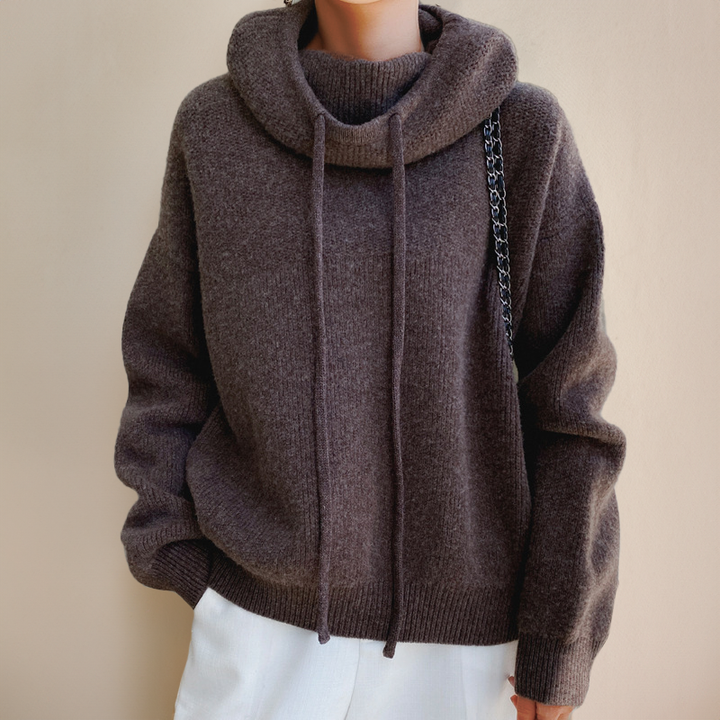 Stylish women's cowl neck pullover hoodie with a relaxed fit, ideal for casual wear or cozy loungewear.