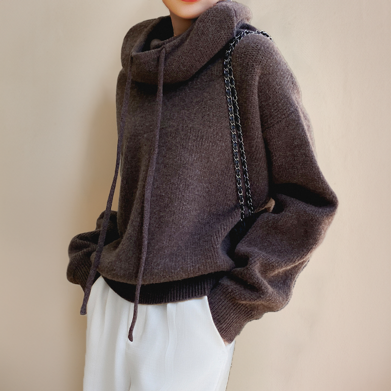 Effortless style with this women's relaxed fit cowl neck hoodie, a cozy long sleeve pullover for comfort.