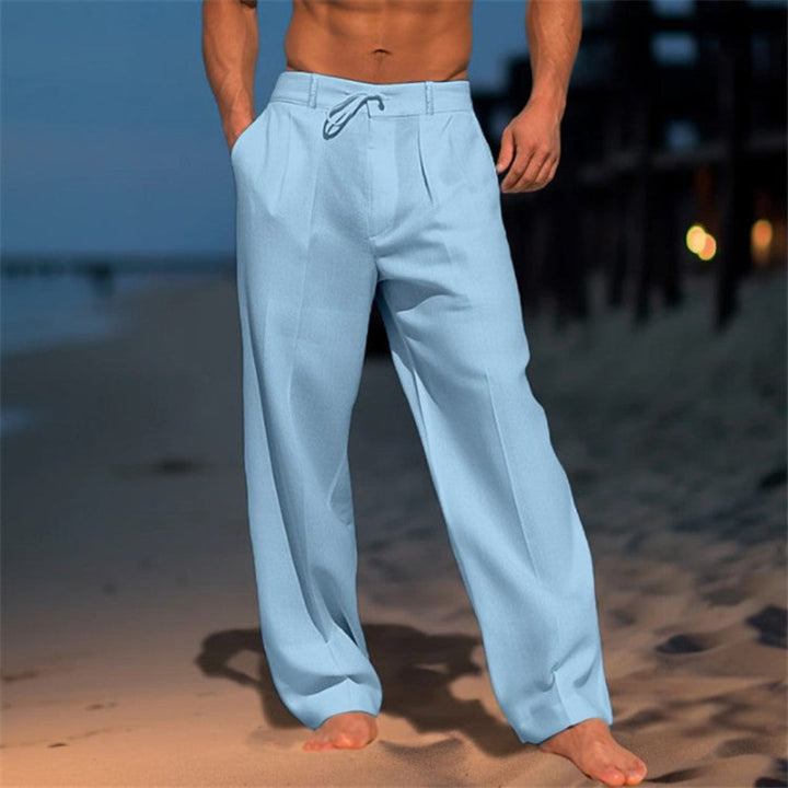 Stylish women's relaxed fit linen-look drawstring pants, perfect for comfortable spring and summer fashion.