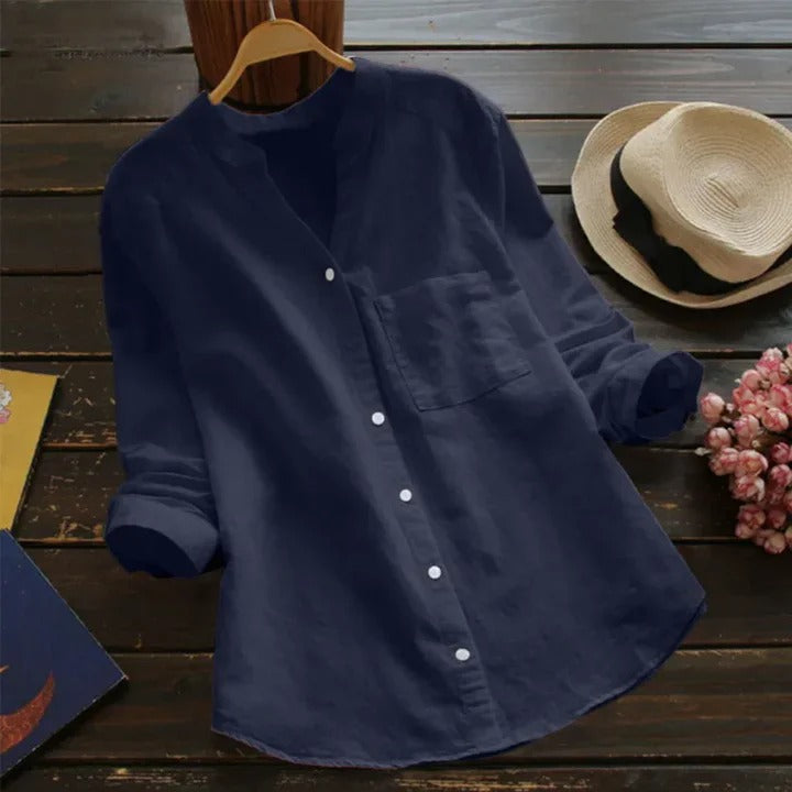 Comfy ladies long sleeve relaxed fit blouse, ideal for everyday casual style.
