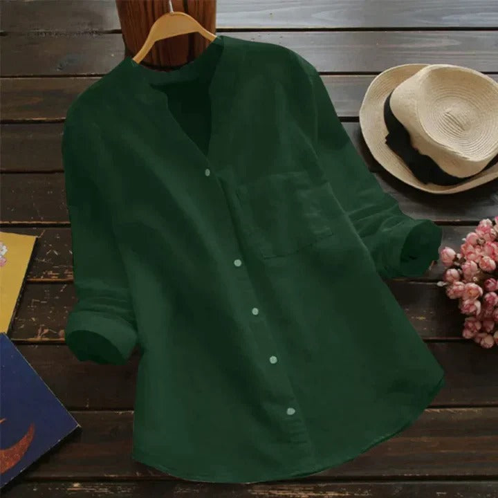 New women's relaxed fit long sleeve blouse, a versatile top for everyday fashion.