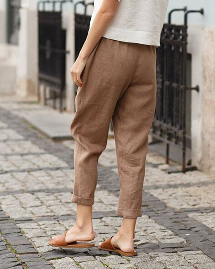 Stylish women's lightweight relaxed fit chino trousers, ultimate comfort for everyday casual outfits.