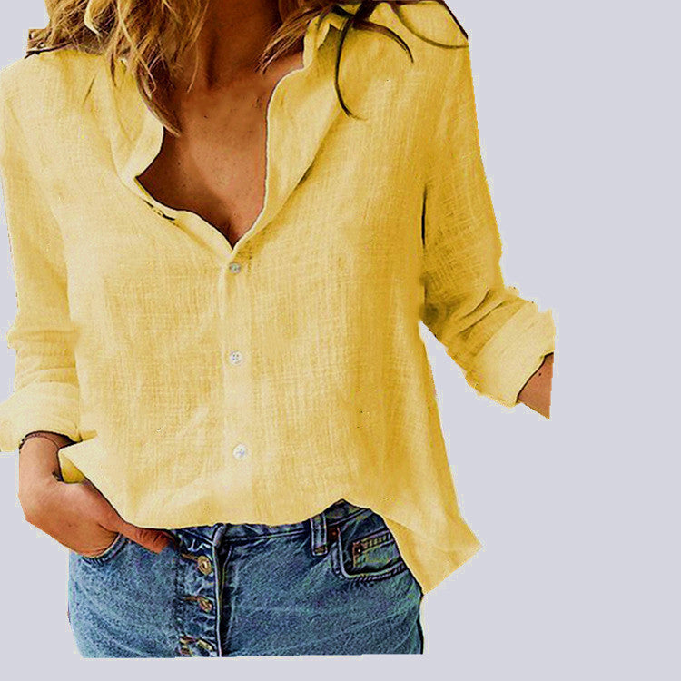 Comfortable oversized women's blouse. Relaxed fit long sleeve top for versatile spring & summer wear.