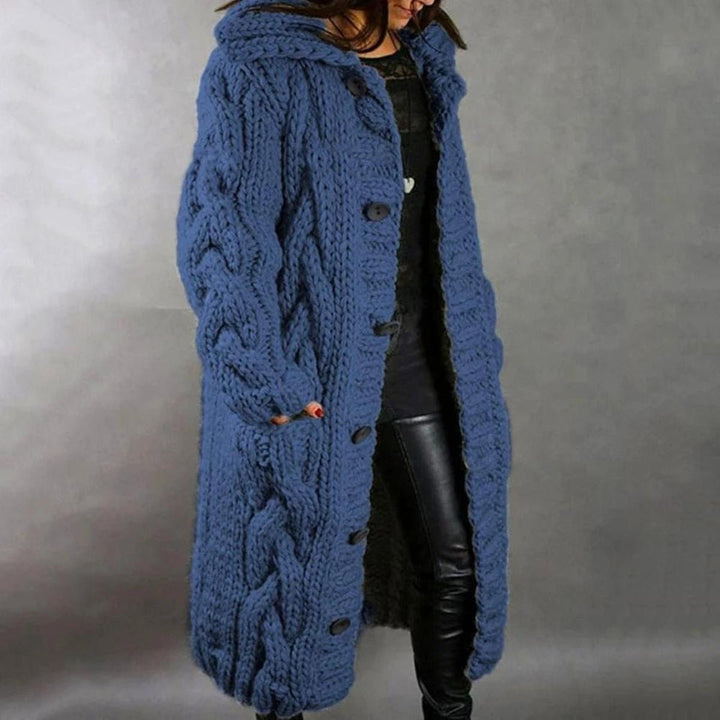 Women's relaxed fit long sleeve knit coat in a cozy, open-front design, perfect for casual everyday layering.