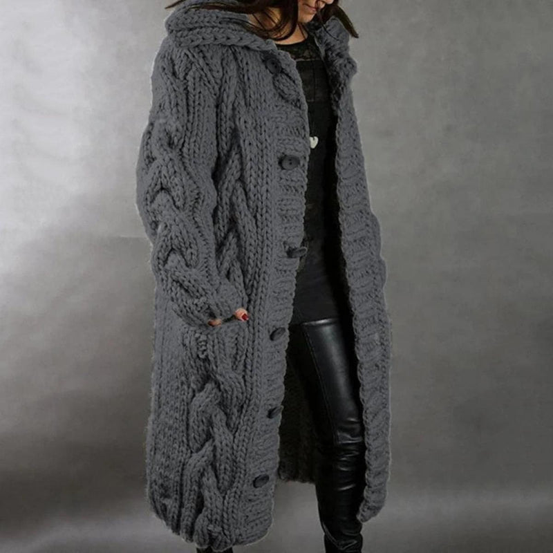 Soft knit women's coat, relaxed long sleeve design. A versatile everyday open-front layering piece for comfort.