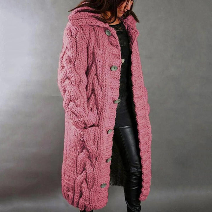 Chic women's relaxed knit coat with long sleeves & open front. Essential casual everyday outerwear for modern style.