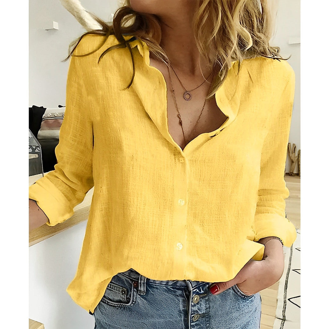 Comfortable women's relaxed fit long sleeve shirt. Lightweight blouse for daily wear, spring & summer fashion.