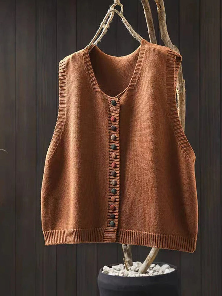 Versatile women's vest, sleeveless & button-up with a relaxed fit. Perfect casual top for layering year-round.