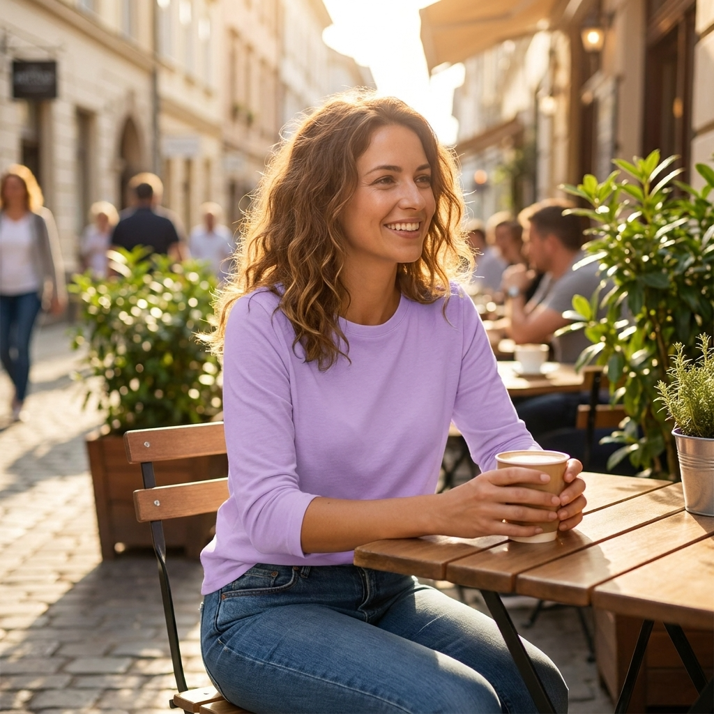 Everyday chic: women's relaxed fit three-quarter sleeve top, perfect for summer & casual outfits.