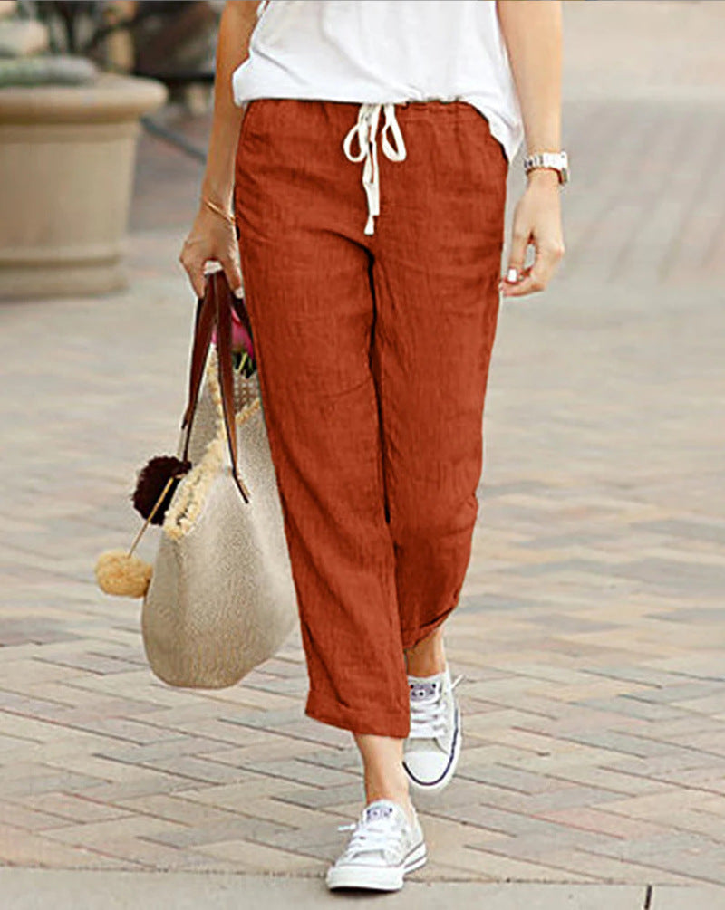 Relaxed fit women's pants for ultimate comfort. Full length casual design, great for spring and summer versatility.