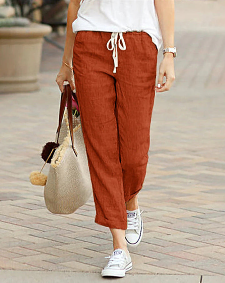 Relaxed fit women's pants for ultimate comfort. Full length casual design, great for spring and summer versatility.