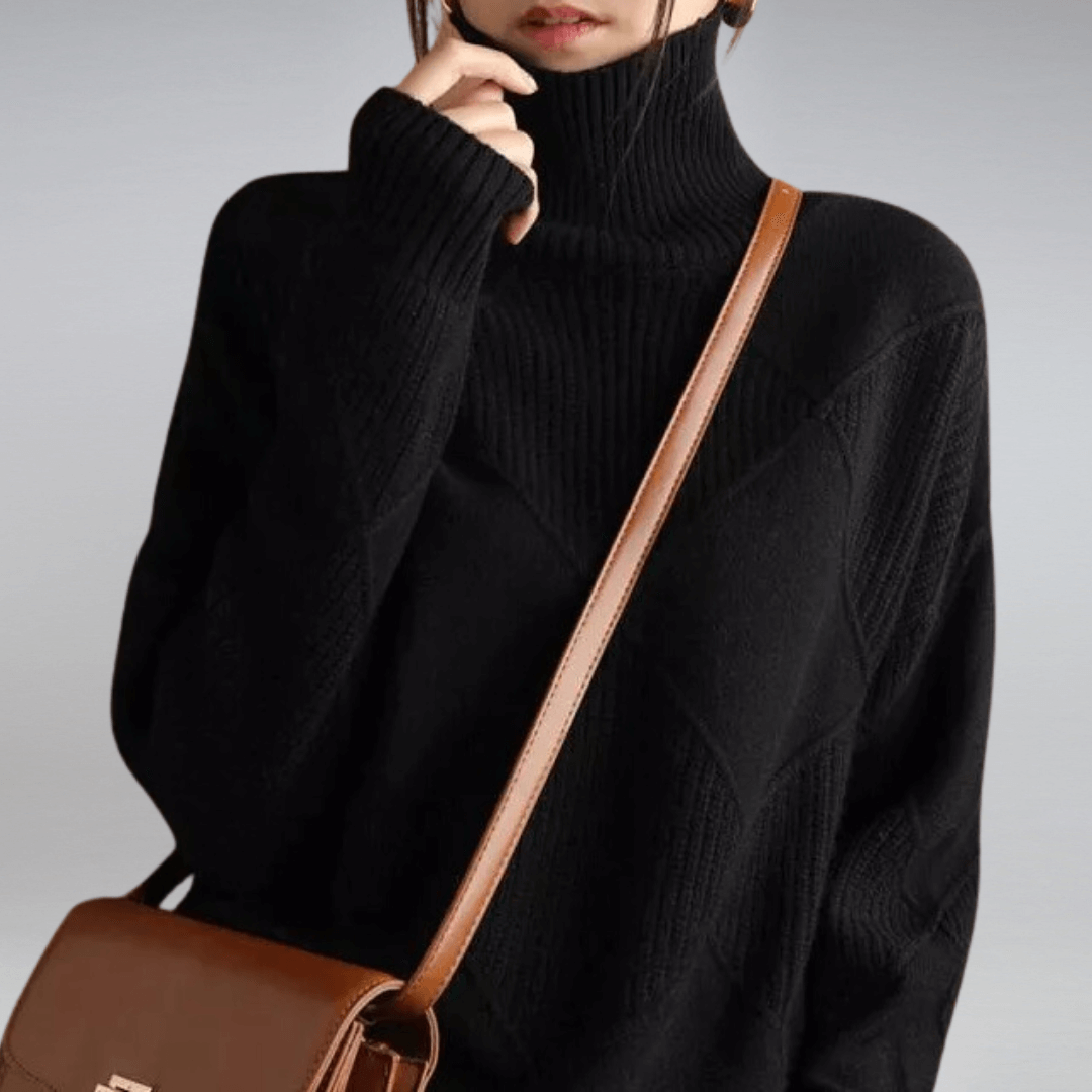 Winter fashion women's turtleneck sweater, relaxed fit for ultimate cozy comfort & style.