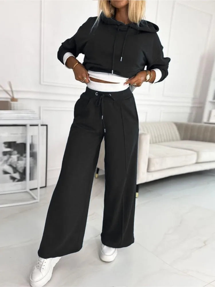Blue women's relaxed fit two-piece set, a versatile and comfortable outfit for everyday casual wear.