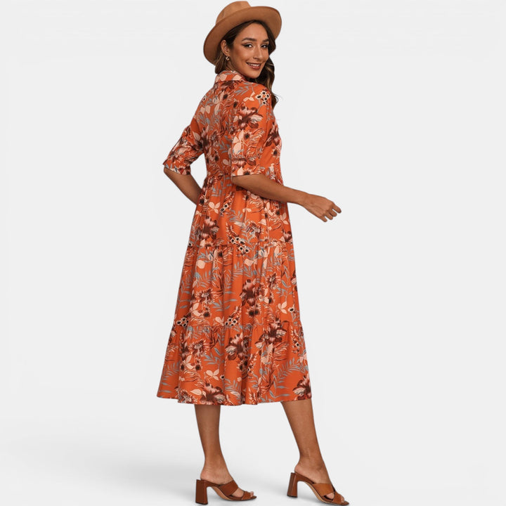 Effortless style: Women's half-sleeve floral print maxi dress, perfect for everyday occasions.