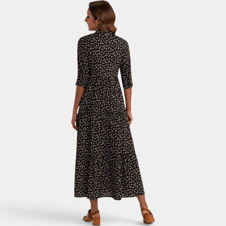 Versatile summer dress: Women's V-neck floral maxi dress, relaxed fit, comfortable fashion.