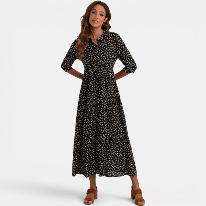 Everyday comfort: Women's half-sleeve floral maxi dress, relaxed fit, for spring & summer.